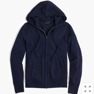 J. Crew Italian Zip-Front Navy Cashmere Sweater